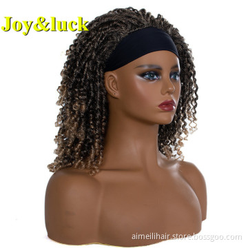 Ladies Black Hairband Scarf Wig for Black Women Wholesale Head Band Short Ombre Brown Braided Headband Wig Synthetic Hair Wigs